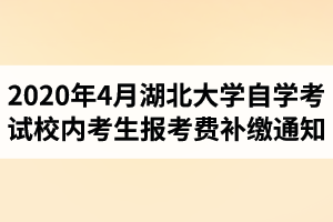 关于2020年4月湖北大学自学考试校内考生报考费补缴的通知