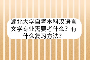 湖北大学自考本科汉语言文学专业需要考什么？有什么复习方法？