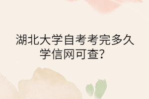 湖北大学自考考完多久学信网可查?