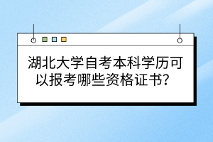 湖北大学自考本科学历可以报考哪些资格证书？